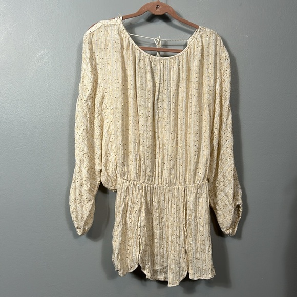 Free People Little Shine Ivory Sequined Tunic size Large - Picture 7 of 16